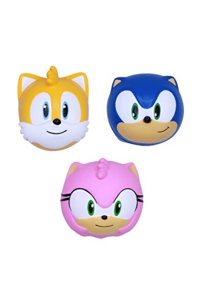 JUST TOYS Set 3 jucării squish, Sonic Rose Tails, 6cm