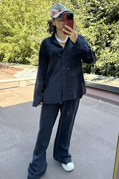 Suziş 100% Linen Shirt and Pants Set Cr1011