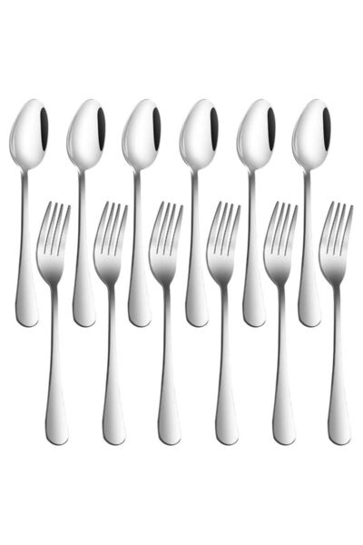 Generic 12-Piece Set of Heavy-Duty Stainless Steel Dinner Forks 8 Inches and ...