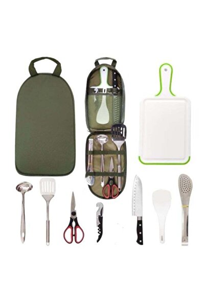 Generic Camping Kitchen Utensil Organizer Travel Set Portable BBQ Camping Cookware Stainless Steel Utensils