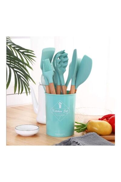 Generic XiuWoo 11-Piece Silicone Cooking Utensil Set Blue/Beige one sizecm