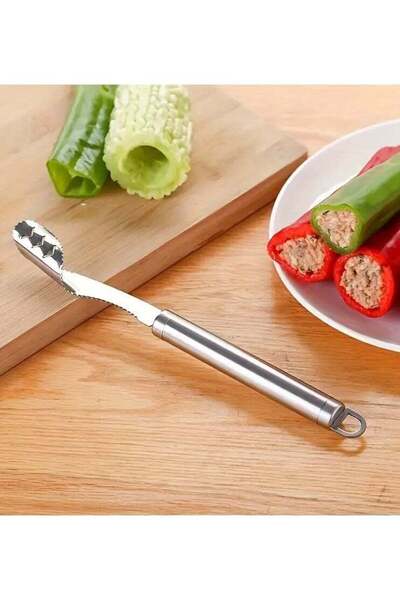 Generic Goolsky 1pc Stainless Steel Pepper Seed Corer Remover Tool, Pepper Corer Seed Remover, Pepper Seed