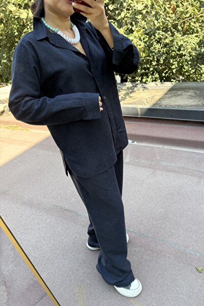 Suziş 100% Linen Shirt and Pants Set Cr1011