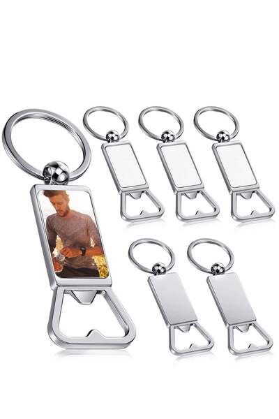 Generic SYOSI Sublimation Blanks Keychains Metal Bottle Opener Blank Key Rings 6Pcs
