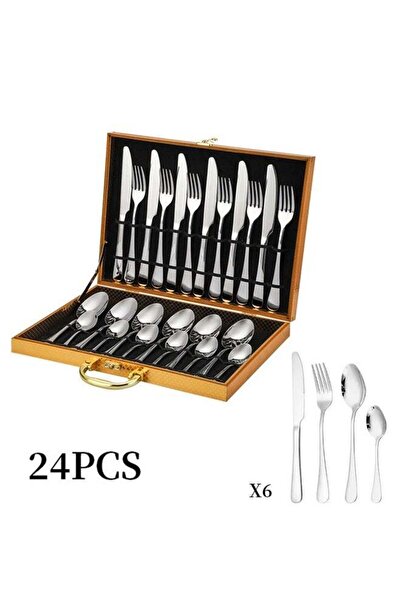 Generic 24-Piece Set Stainless Steel Cutlery Creative Titanium-Plated Western...