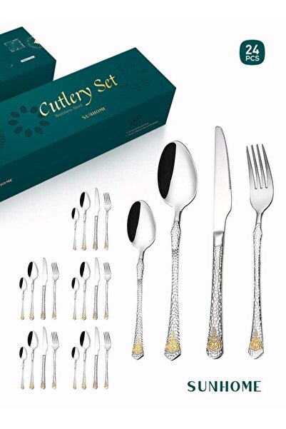 Generic SUNHOME 24-Piece Stainless Steel Cutlery Set Kitchen Utensil Set West...