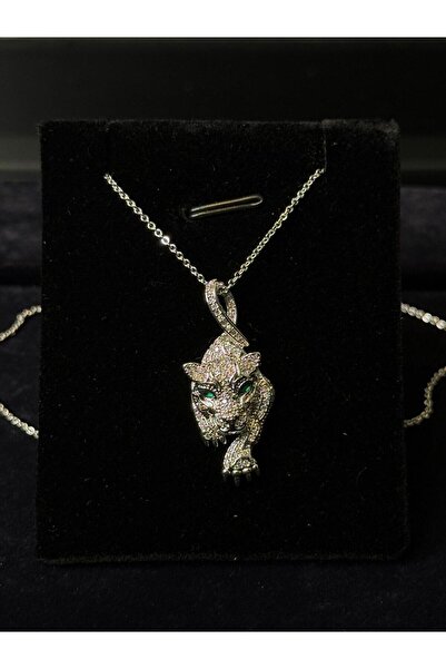 NG TAKI GÜZELLİK NG Gümüş Rengi Çelik Kadın Kolye, Baget Leopar Figürlü Zarif...