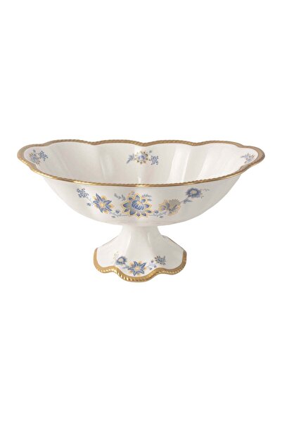 Generic LIFE SMILE Serving Bowl With Gold Stand - Bone China Fruit Basket For...