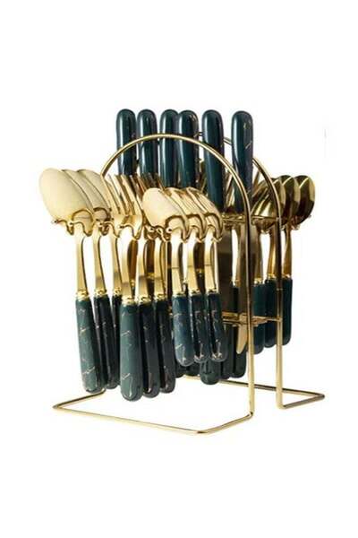 Generic 24 Piece Stainless Steel Hanging Cutlery Set with Stand for 6 People ...
