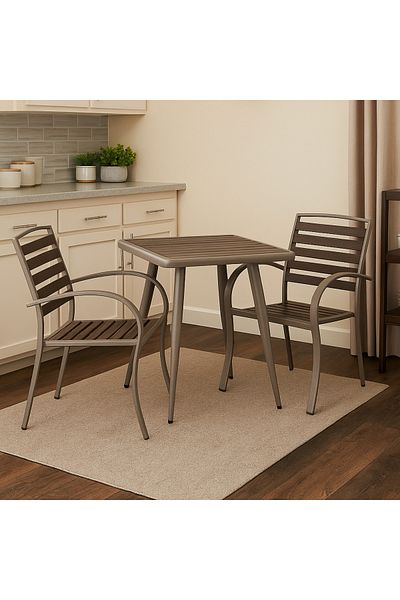Vi Markets Outdoor seating set - 2 chairs and a table - brown