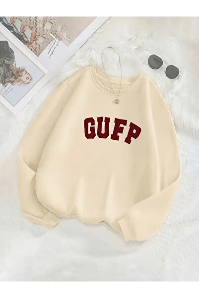 FUFLUNS GUFP ŠTAMPANA PREVELIKA UNISEKS ŽENSKA/MUŠKA DUKSEVA SA OKRUGLIM IZREZOM