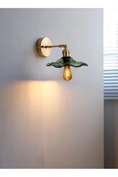 burenze Modern Tasarım Vintage Classic El Yapımı Yeşil Camlı Aplik Elektrikle Çalışır