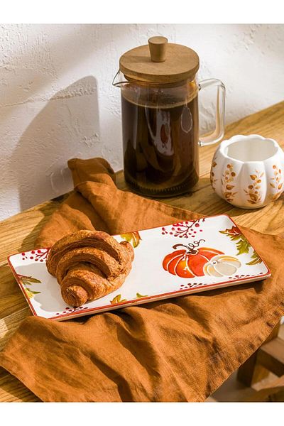 LC Waikiki Lcw Pumpkin Printed Ceramic Serving Plate 28 cm (W5)