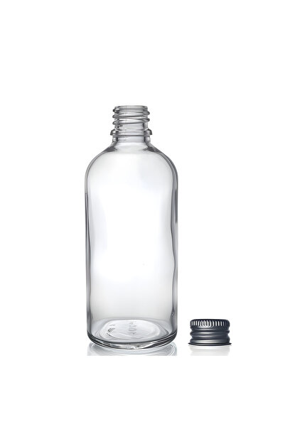makrobay 100ml Gümüş Metal Kapaklı Çok Amaçlı Cam Şişesi - 10 Adet Huni Hediye