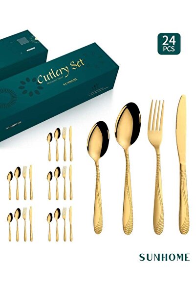 Generic SUNHOME 24-Piece Stainless Steel Cutlery Set Kitchen Utensil Set West...