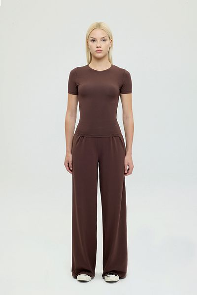 SHEISMONO Ultra Soft Straight Cut Loose Trousers Brown
