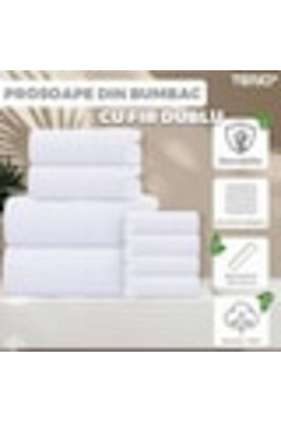 OEM Set of 4 Teno® towels, 100% cotton, double thread, 70x130 cm, 500g/m²,, white, multi-use.