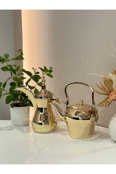 aljahwari Large golden coffee pot and jug set