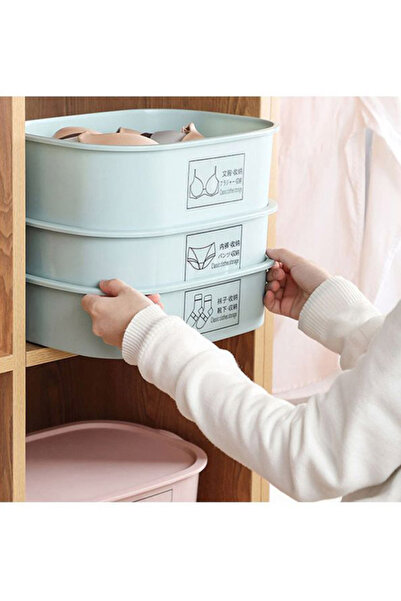 Raffine Separated And Covered Socks Storage Box Light Blue 31x24.5x8cm