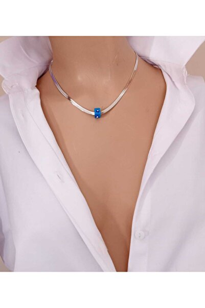shop Balıksırtı Model Nazar Boncuklu 316L Çelik Kolye – Gold & Gümüş Seçenekli