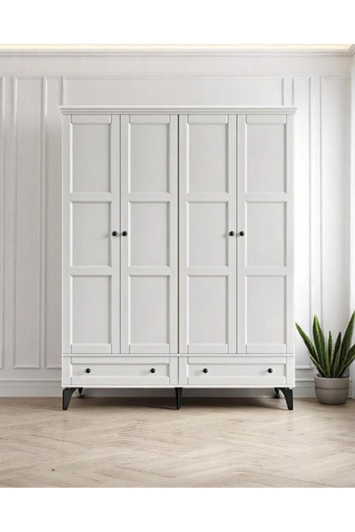 miracool Karin Beyaz 4 Kapılı Dolap / Gardrop / %100 Mdf