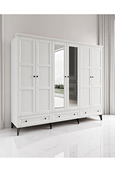 miracool Karin Beyaz 6 Kapılı Dolap / Gardrop / %100 Mdf / Ücretsiz Kurulum