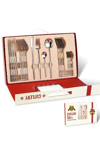Generic Premium 24-Piece Stainless Steel Cutlery Set in Multiple Colours Vari...