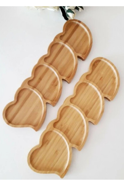 BALCI HEDİYELİK Bambu Kalp Çerezlik 4 Bölmeli 1 Adet