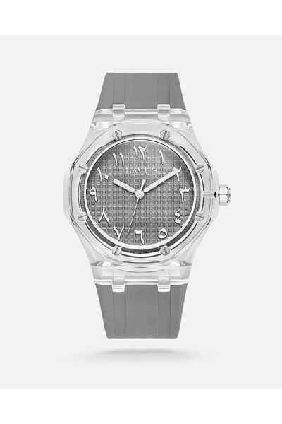 CASWATCH Men's transparent watch with gray rubber strap