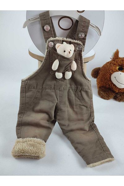 GAMZEAKKUŞ Unisex Children's Jumpsuit with Welsoft and Teddy Bear Detail Inside, Adjustable Strap Length (One Jumpsuit)