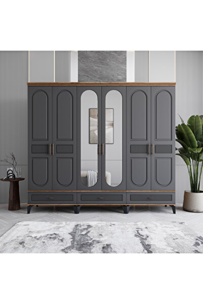 MONZIO Libra 6 Kapaklı Çekmeceli Gardırop %100 MDF