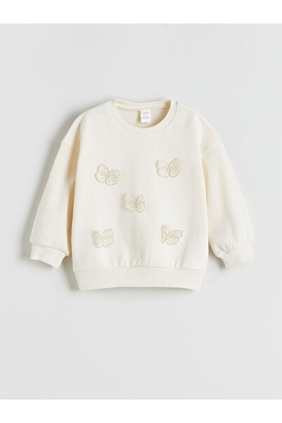 LC Waikiki Butterfly Embroidered Sweatshirt for Girls