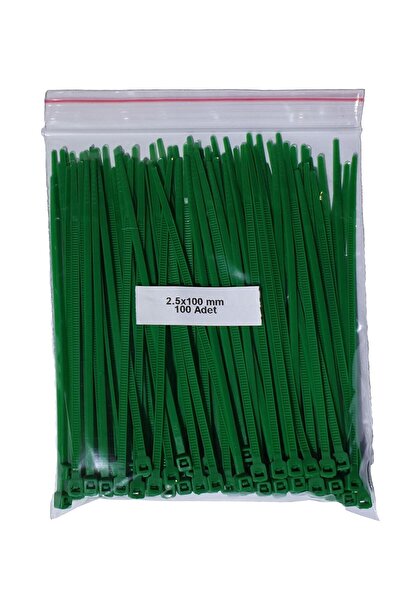 Genel Markalar Plastik Kablo Bağı - Yeşil - 2,5mmx100mm-cırt Kelepçe (100 Adet)