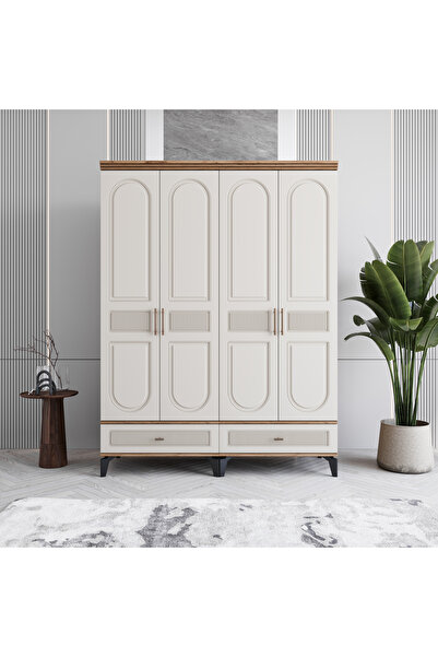 MONZIO Libra 4 Kapaklı Çekmeceli Gardırop %100 MDF