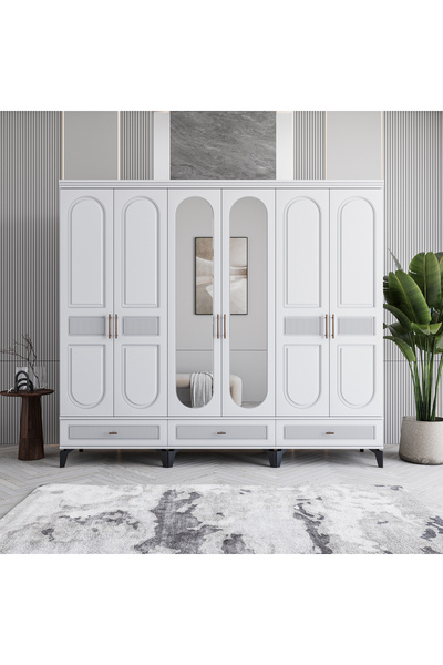 MONZIO Libra 6 Kapaklı Çekmeceli Gardırop %100 MDF