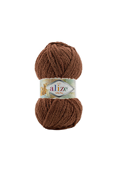 Alize Softy Plus El Örgü İpi - 100g - 120M – Yumuşacık Doku - Renk Kodu: 321 - Kahve