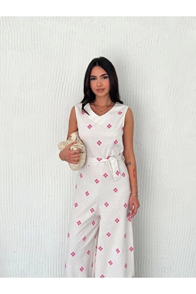 KAZAX Gl00My White Jumpsuit Backless Linen Jumpsuit