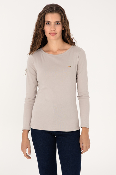 U.S. Polo Assn. Women's Stone Basic Sweatshirt 50315419-Vr049