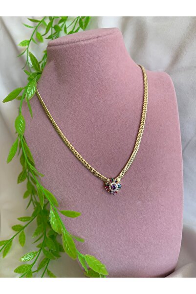 Ebruli İtalyan Zincir Leyla(Serenay) Model Renkli Çelik Kolye