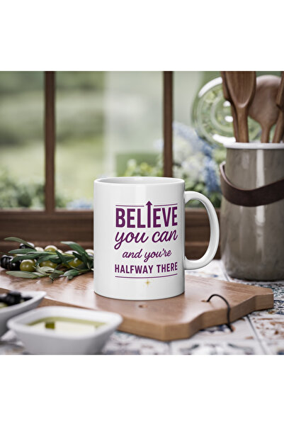 IVART Believe You Can You'Re Halfway There Printed Porcelain Mug Cup- Believe He Can-Motto