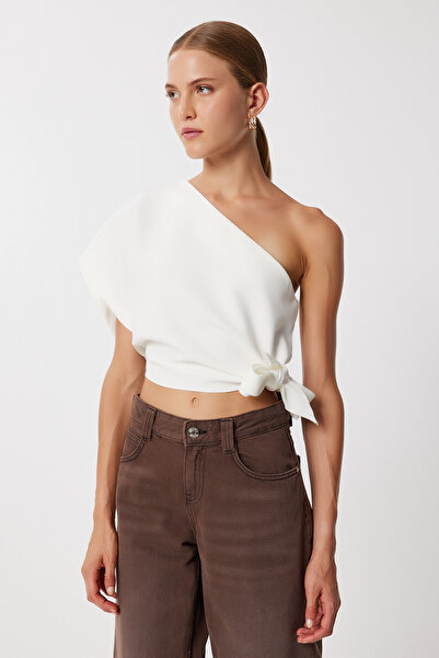 Lovelyİstanbul Δεμένη μπλούζα με λεπτομέρεια δεσίματος LFG0130 ECRU