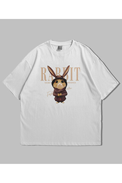 Marco Fresco Μπλουζάκι Unisex με στάμπα κουνελιού, άνετο και μεγάλου μεγέθους