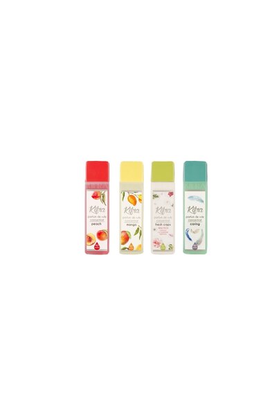 kifra Pachet Parfum rufe Peach+ Mango+ Fresh Caps + Caring, 4x200ml, 4x80 spalari