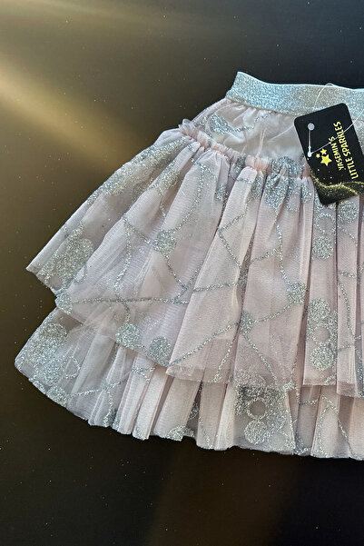 Yasemin's Little Sparkles Tül üzeri Gümüş Sim Baskılı Tül Etek