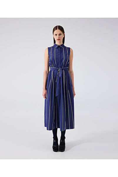 Machka Çizgi desen poplin elbise