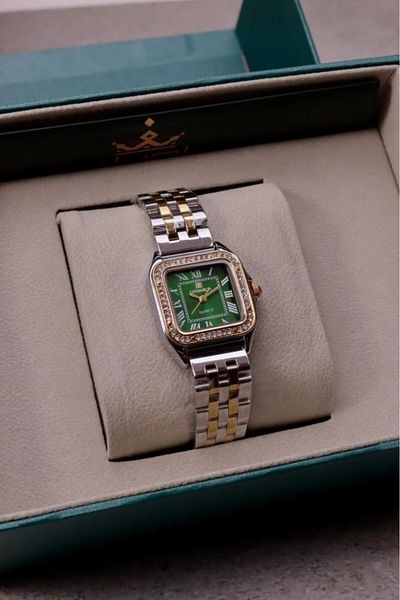 CASWATCH Women's Watch with Two-Tone Steel Strap and Green Dial