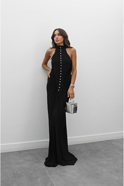 Havoş Černé šaty Bagley s detaily na více knoflíků