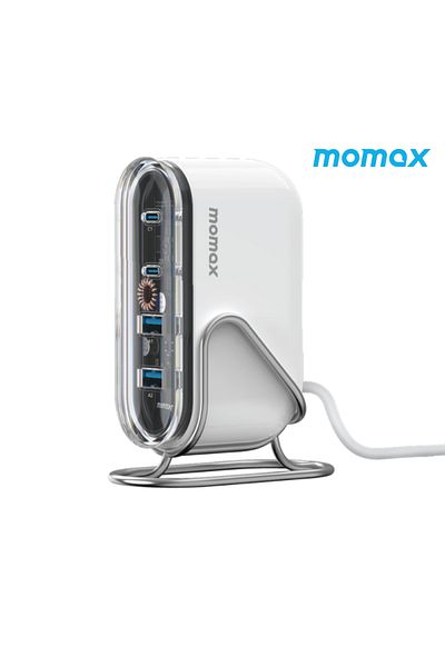 Momax Charge Flow Wall Charger with USB-C and USB Ports, 80W, White