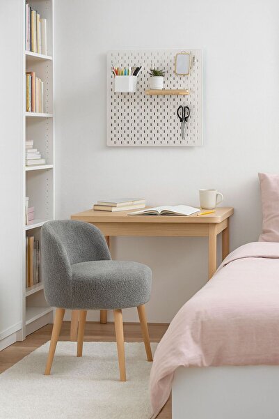 WEBPANYA X Large GRİ Teddy Kumaş Dekoratif Berjer Puf Makyaj Masası Pufu