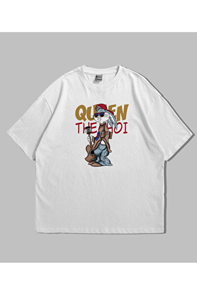 Marco Fresco Tricou unisex oversized cu imprimeu BugsBunny pentru zi cu zi